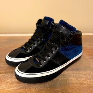 Jimmy Choo *Black & Blue Hightop Sneakers size 10